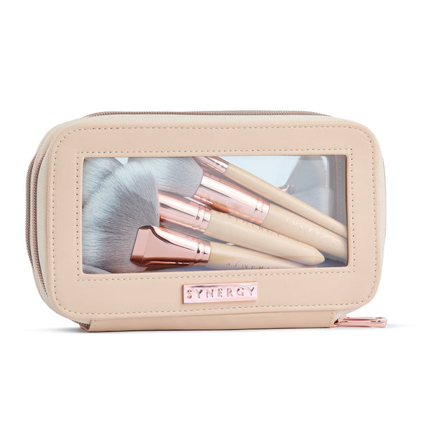 Nude 12 piece brush set with double zip bag bundle