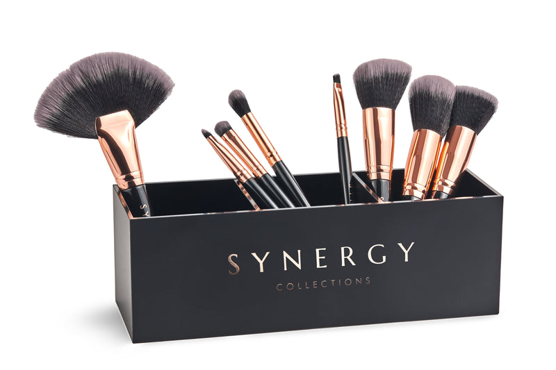 Black Rose acrylic brush holder and 8 piece brush set bundle